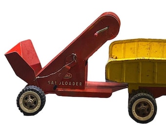 vtg. Tonka Sandloader Red and Yellow 1965-67 Dump Truck Pressed Steel Toy
