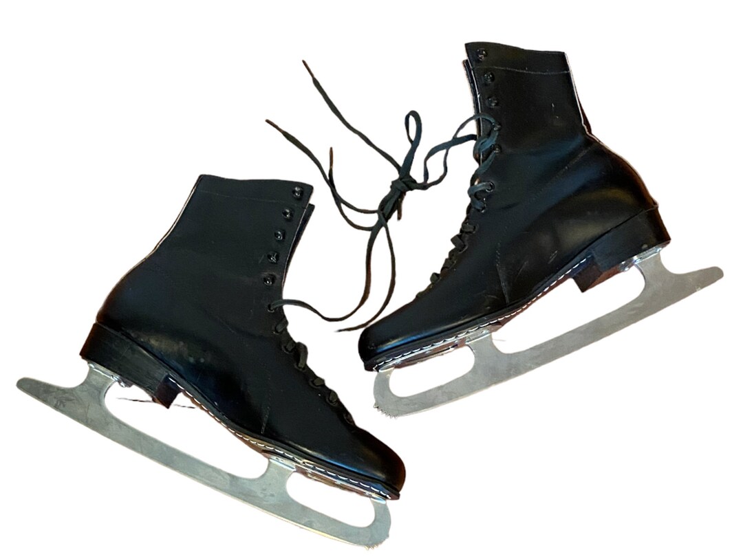 Vtg Aerflyte Leather Ice Skates Men's Black Made England Etsy