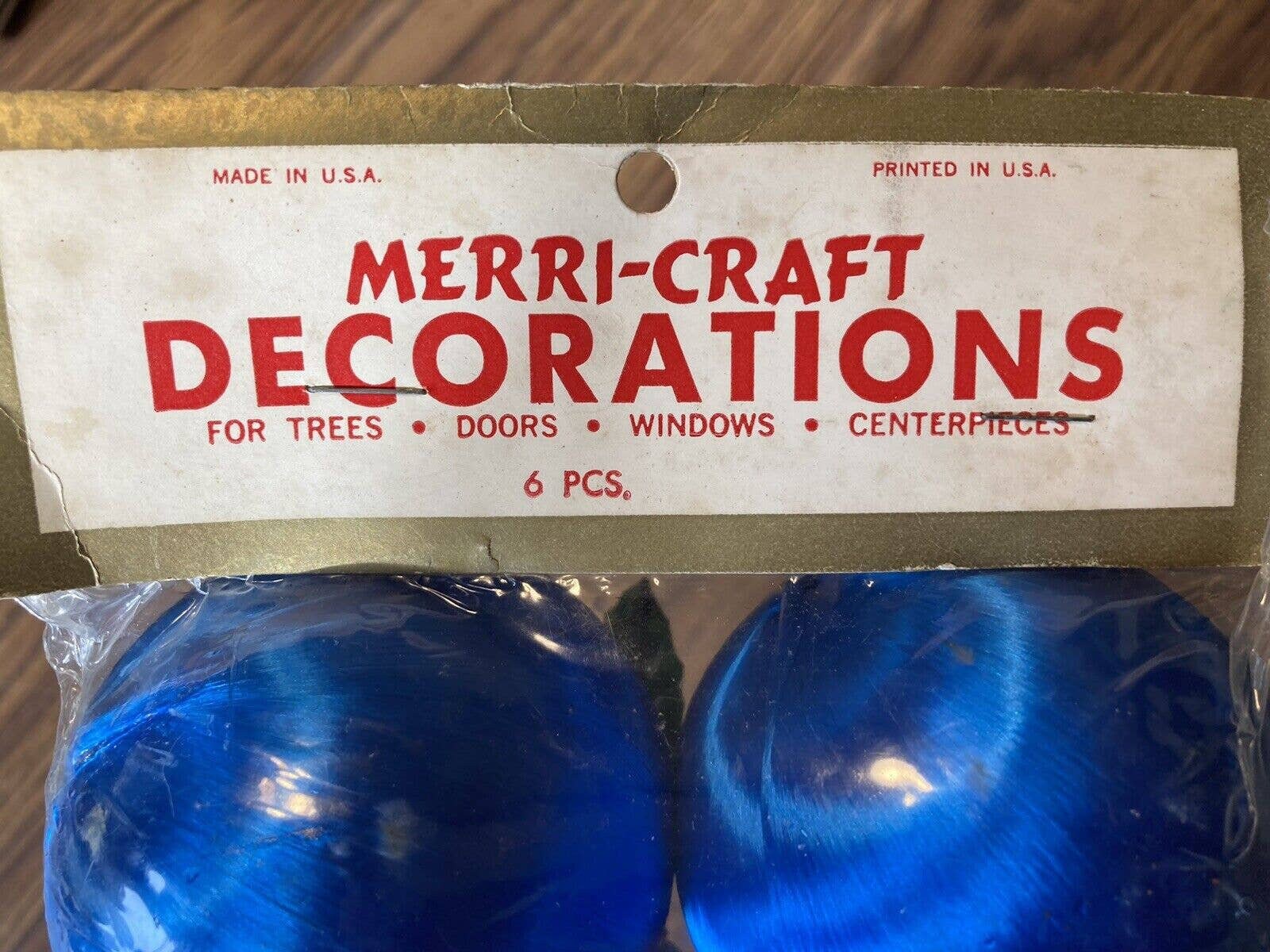 Vintage Merricraft Christmas Ornaments 6 Bulbs Blue Shiny Etsy