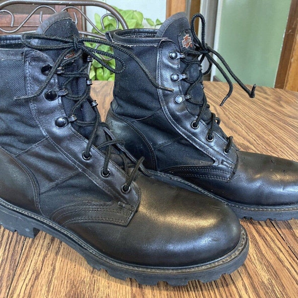 Bottes Harley-Davidson Vintage Années 90 - Taille 40, Cuir Noir, Occasion Ressemelées