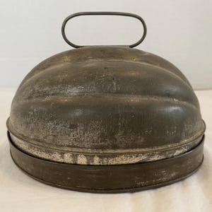 Antique Melon Ribbed Tin Mold 2 Part Pudding Aspic Ice Cream Mousse Primitive