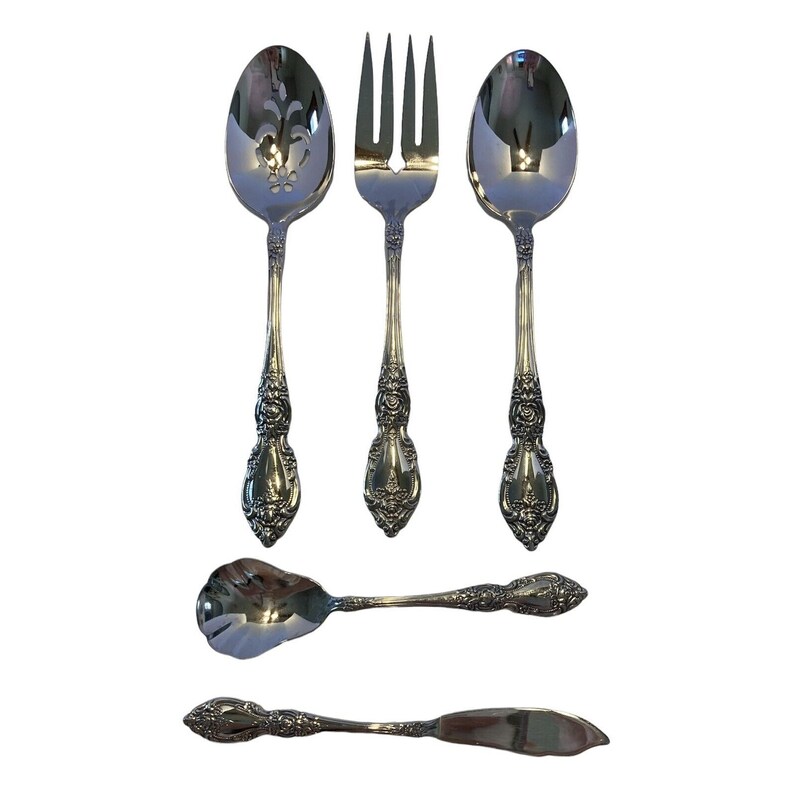 Oneida Stainless Flatware 5 Pc Serving Set Wordsworth Pattern Etsy