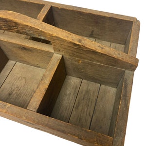 Vtg Wooden Toolbox Handmade Handle Primitive Kitchen Box Bin ...