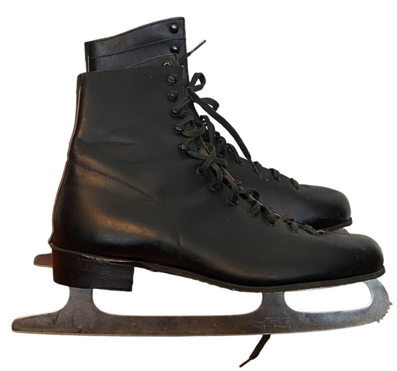 Vtg Aerflyte Leather Ice Skates Men's Black Made England Etsy