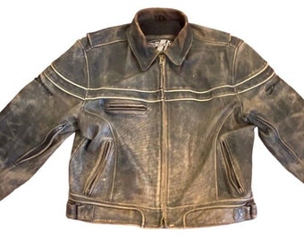 vintage Joe Rocket Veste en cuir pour homme XL marron zippée doublée moto