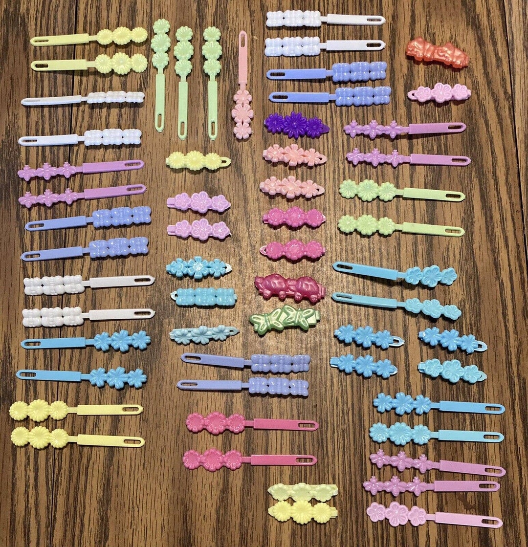Vintage Girls Plastic Hair Barrettes Clips Lot of 58 Novelty Etsy