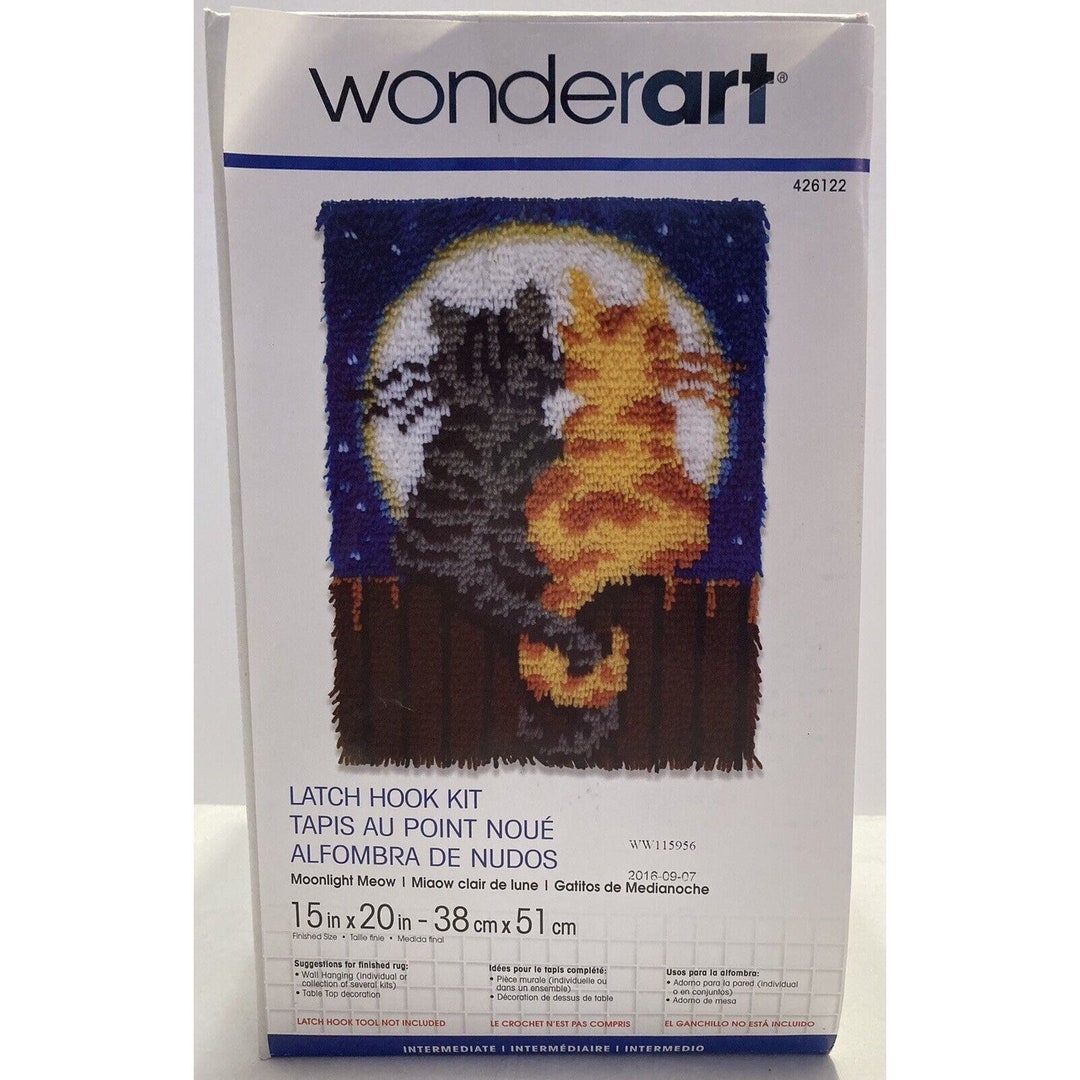 Wonderart Latch Hook Kit Moonlight Meow 426122 15 X Etsy