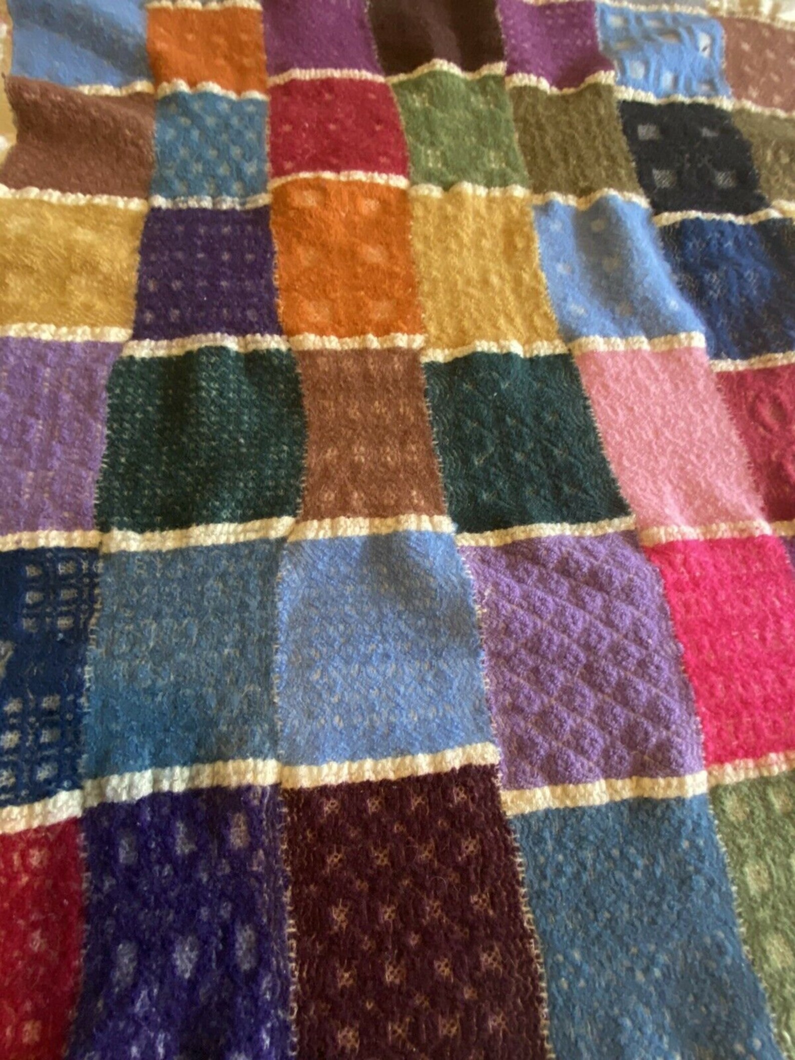 Handmade Patchwork Wool Throw Lap Blanket MultiColored Etsy