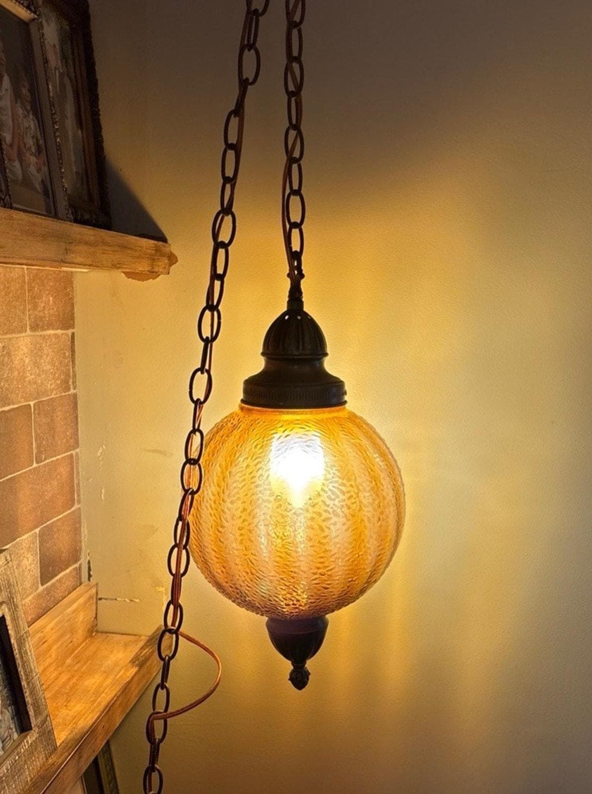 70s hanging lamp orange - Etsy 日本