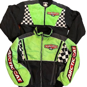 Vtg Men&#39;s M Arctic Cat 2-in 1 Coats Jacket Green Black Thinsulate Racing USA