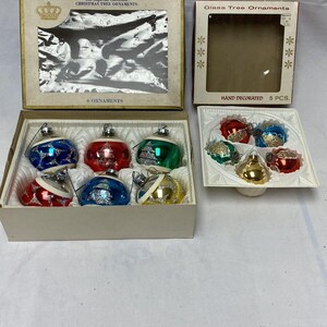 2 Boxes of Vintage Hand Decorated Glass Christmas Ornaments West ...