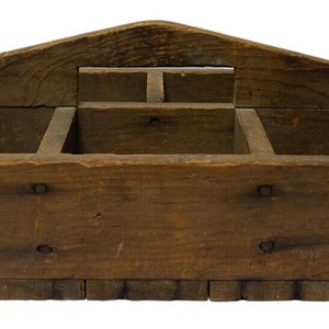 Vtg Wooden Toolbox Handmade Handle Primitive Kitchen Box Bin ...