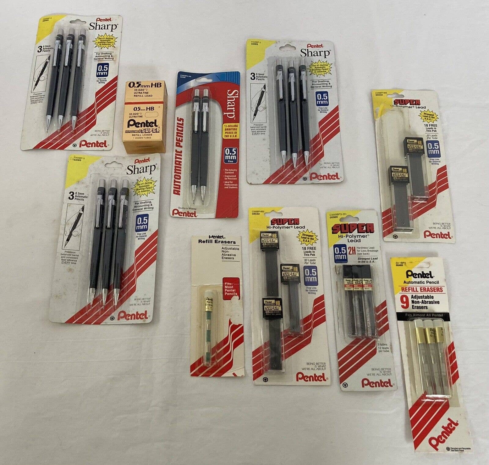 Vintage Pentel Mechanical Pencils Refill Lead Erasers Lot Drafting