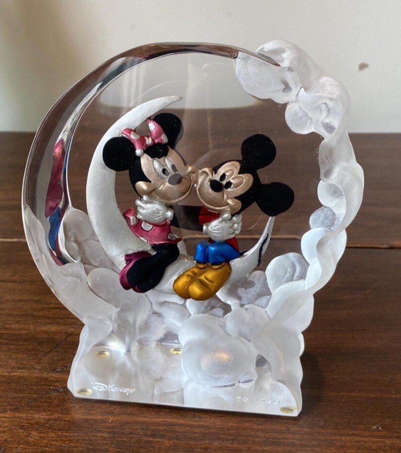 VTG Disney Mickey Mouse Minnie Crescent Moon Clouds Figurine Ltd 75/1250 3D image 4