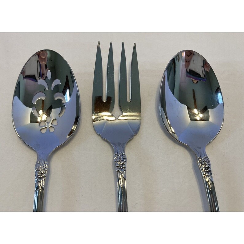 Oneida Stainless Flatware 5 Pc Serving Set Wordsworth Pattern Etsy