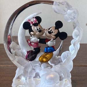 VTG Disney Mickey Mouse Minnie Crescent Moon Clouds Figurine Ltd 75/1250 3D image 1