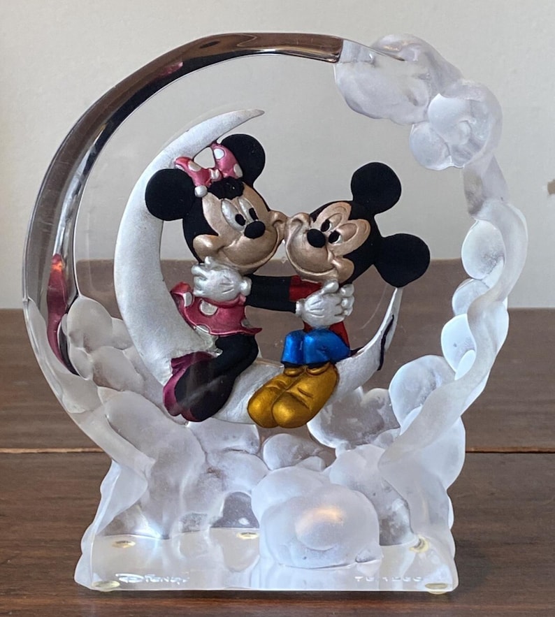VTG Disney Mickey Mouse Minnie Crescent Moon Clouds Figurine Ltd 75/1250 3D image 1