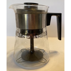 Pyrex Ware 6 Cup Valu Perk Percolator Coffee Maker Vintage 