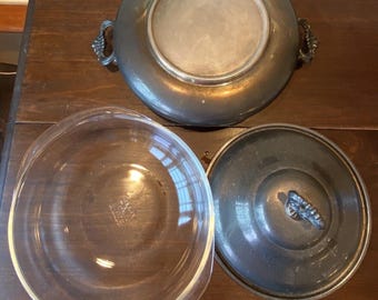 ヴィンテージ シルバープレート キャセロール皿（蓋とパイレックス