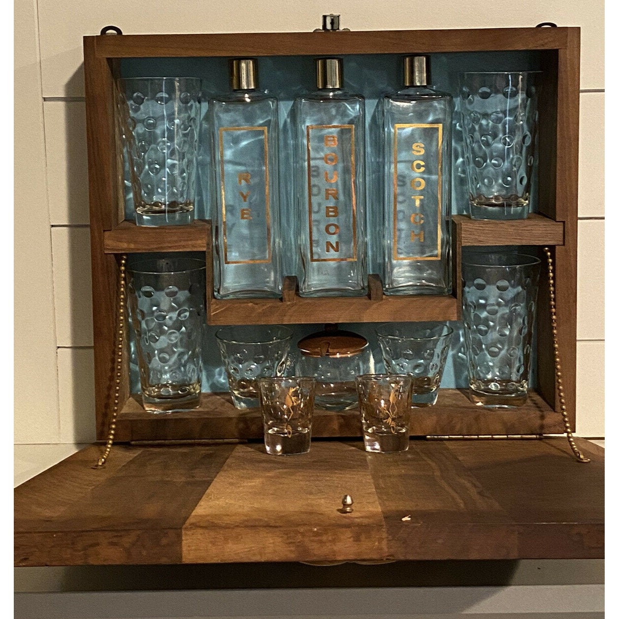 Rare Vintage Barware Wood Dry Bar Wall Mount Mid Century Etsy