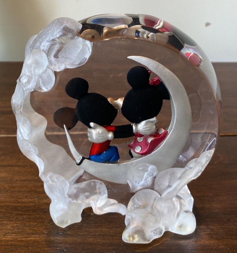 VTG Disney Mickey Mouse Minnie Crescent Moon Clouds Figurine Ltd 75/1250 3D image 2