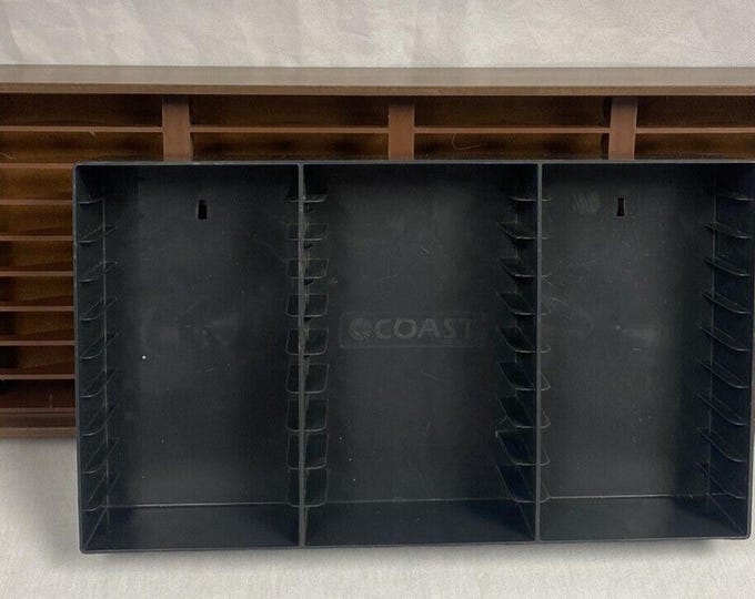 Custom Cassette Rack Lot of 2 Audio Tape Cassette Rack Wall Mountable Storage Holder Faux ...