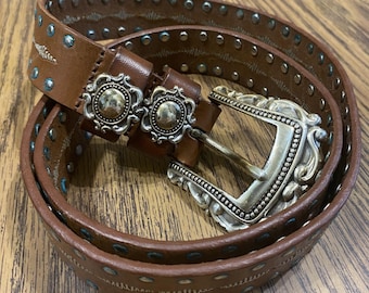 Fossil Womens Cream Leather Western Hippie Bohemian Studded  display picture 2