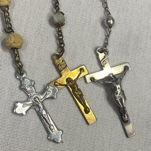 Vintage Rosary Lot Of Catholic Crucifix Jewelry Cross Prayer Beads Religious