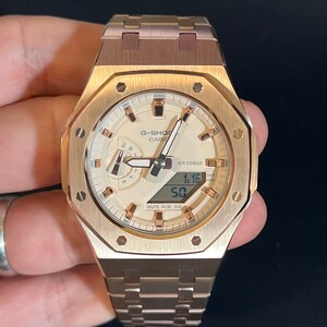 Casio G-shock GMA-S2100 Custom Rose Gold Casioak Mod With RG