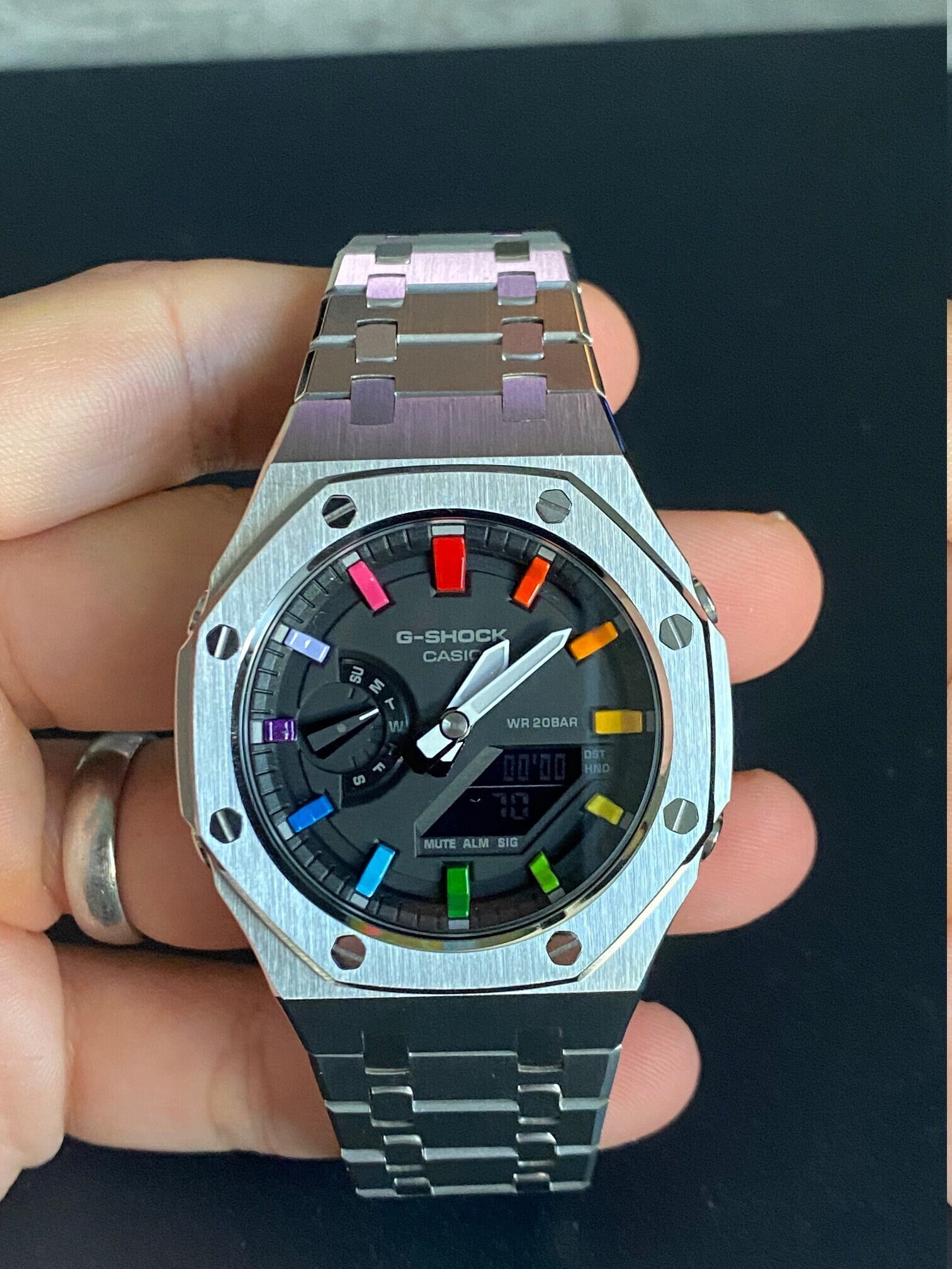 Casio G-shock GA-2100 Custom Rainbow Casioak Mod With | Etsy Singapore