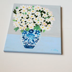 original floral painting/white floral painting/farm house wall art 16x20