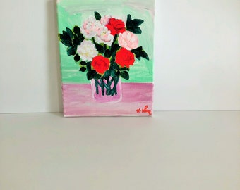 original acrylic  floral painting on 8 x 10 canvas,