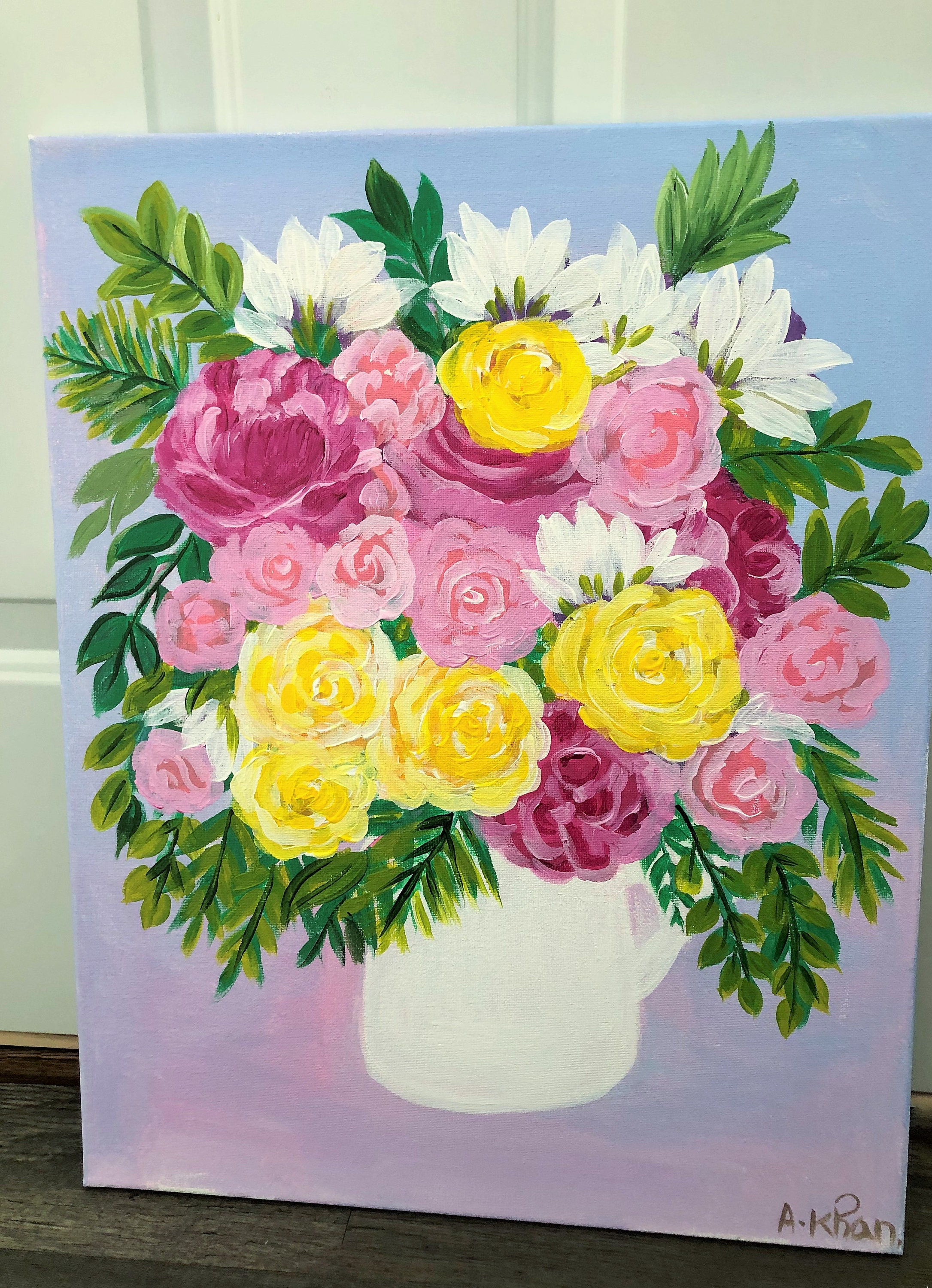 Original Acrylic Floral Painting on 16x20 Canvas I Named Her Etsy UK