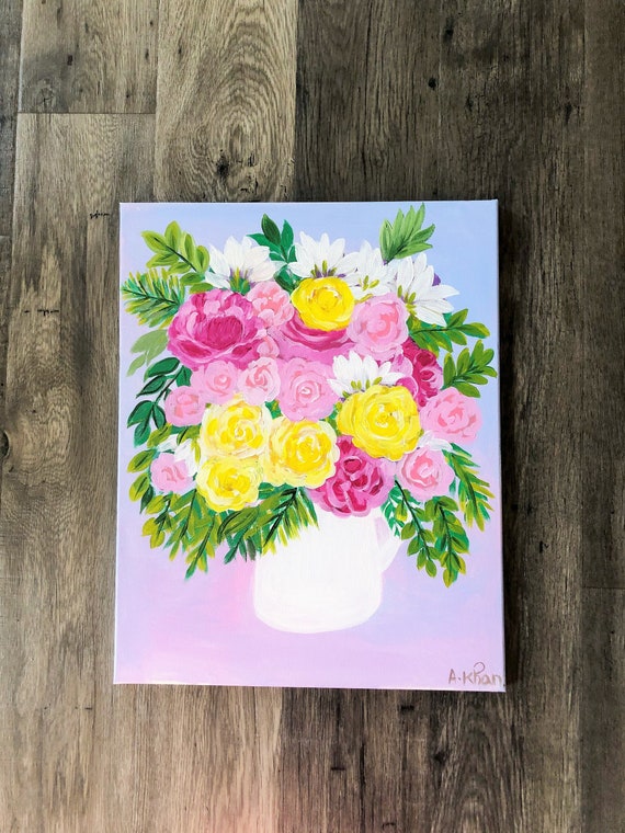 Beautiful Floral painting on 16x20 Canvas