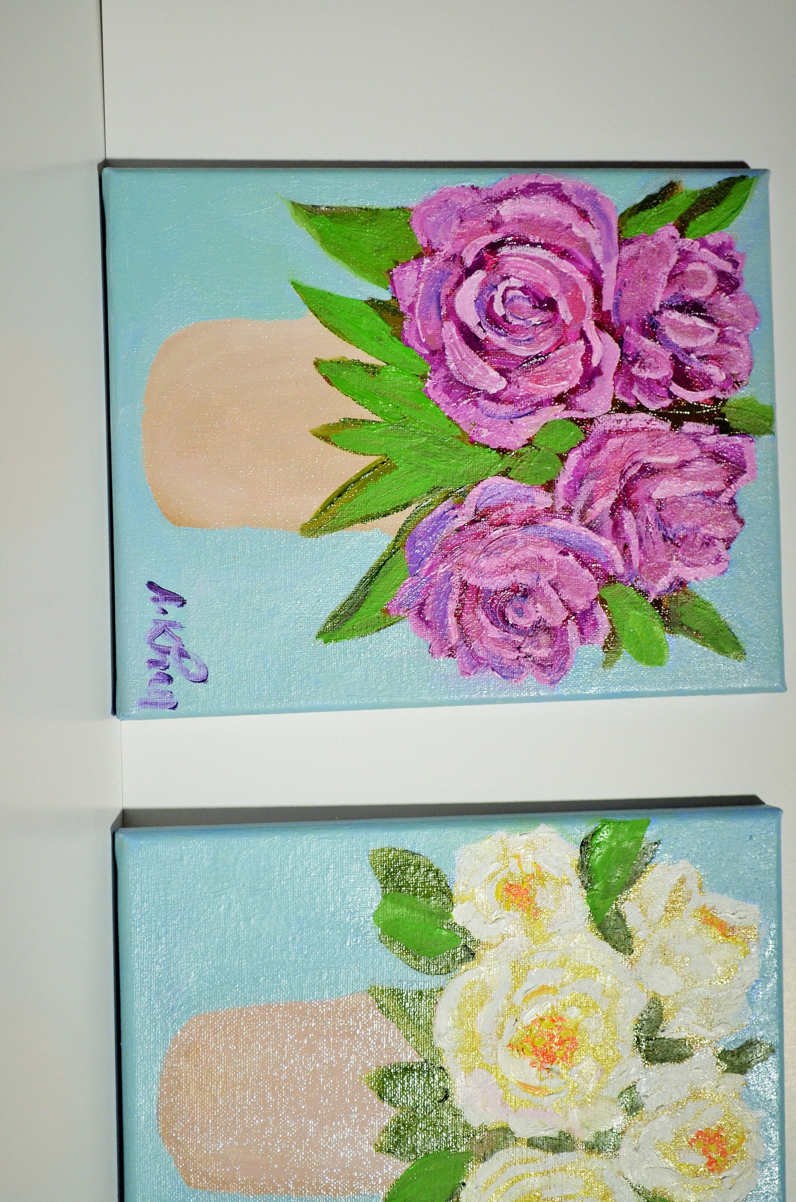Original Floral Oil Painting Set of Two Each Painting Size is Etsy