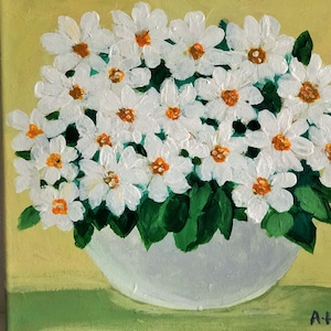 original acrylic  floral painting on 10 x 10 stretch canvas,