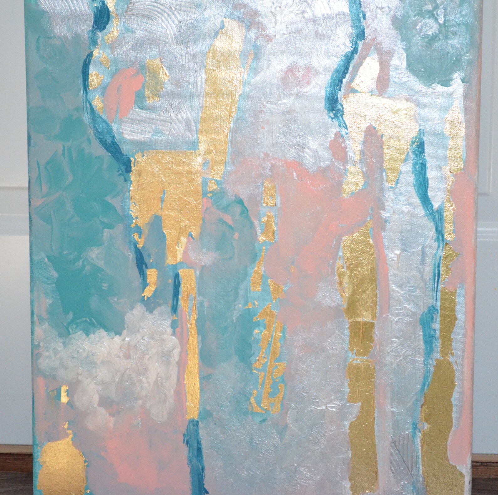 Original Abstract Acrylic Painting With Gold Leaf. Gold Leaf Etsy