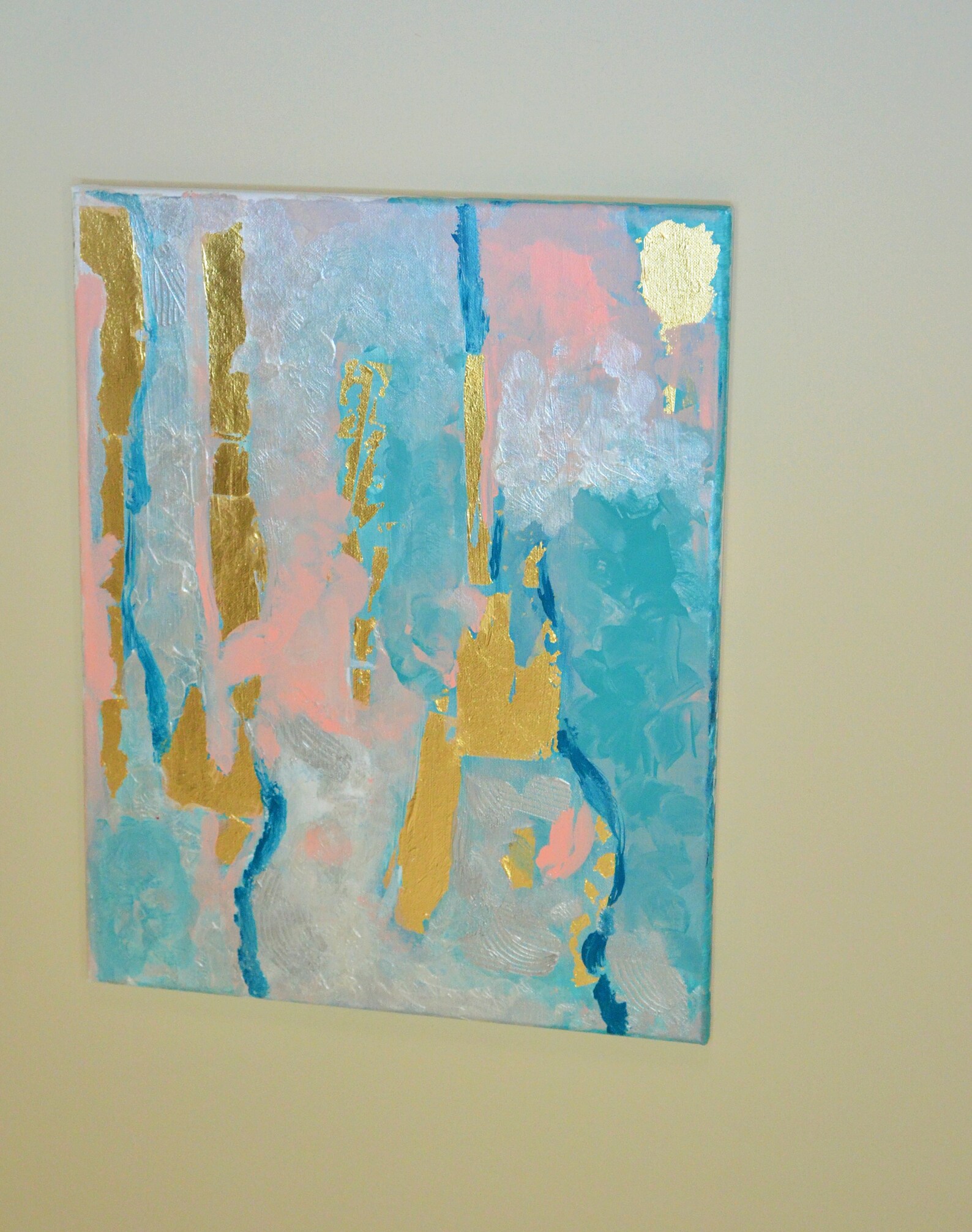 Original Abstract Acrylic Painting With Gold Leaf. Gold Leaf Etsy