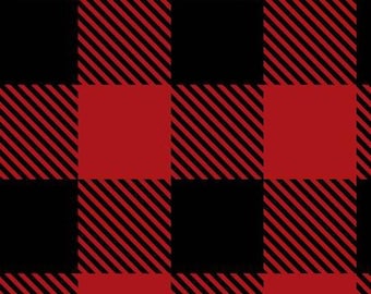 フリース - 赤と黒のバッファローチェック - ハーフヤード