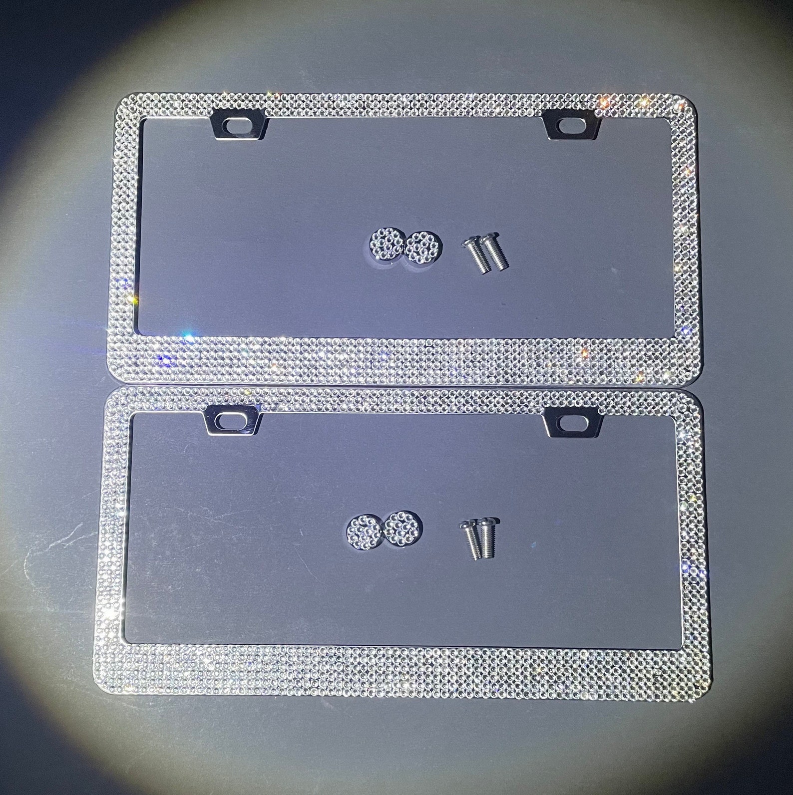 2 White Diamond Crystal Encrusted License Plate Frames Cover Etsy