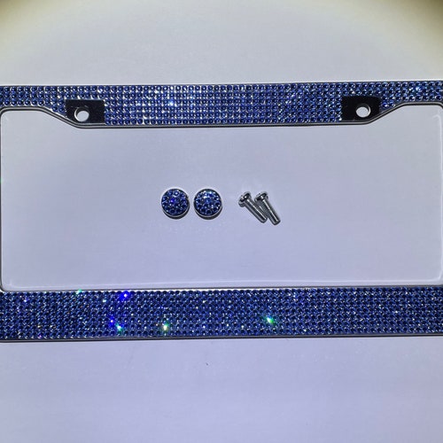 BLUE Chunky Rhinestone Bling License Plate Frame Crystal Etsy