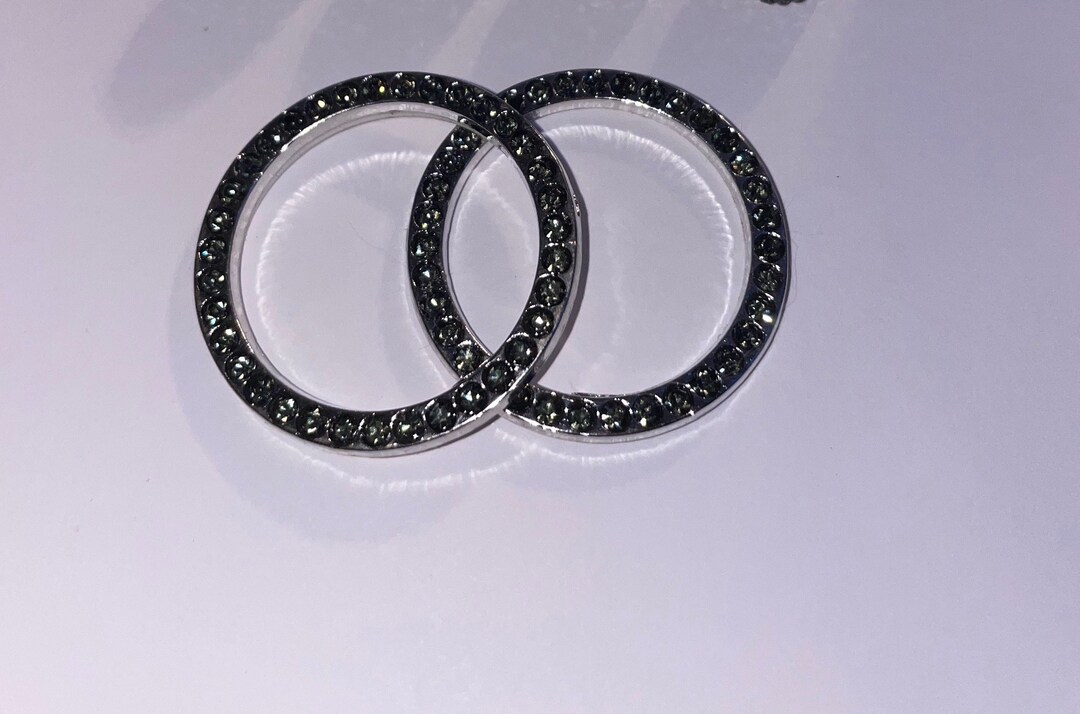 2 Ignition Rings Jet Hematite Metallic Silver AC Knob Diamond Luxury