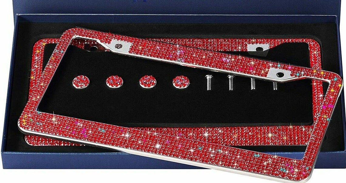 1 Ruby Red Diamond Luxury Crystal License Plate Frame Cover Etsy