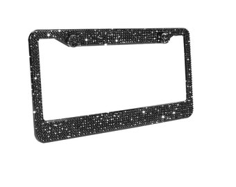 White Bling Sparkle License Plate Frame Rhinestone License Plate Frame Diamond Stainless Steel License Plate Cover for Women Teen Girls 2 Pack-Black White Bling Sparkle License Plate Frame Rhinestone License Plate Frame Diamond Stainless Steel License Plate Cover for Women Teen Girls 2 Pack-Black