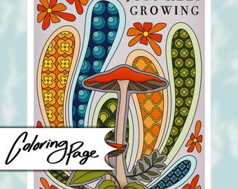 Mushroom Coloring Page | Printable | Digital