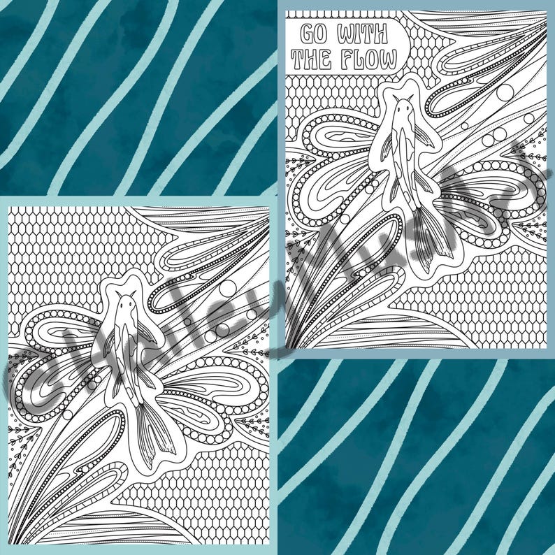Koi Fish Coloring Page | Printable | Digital - Etsy
