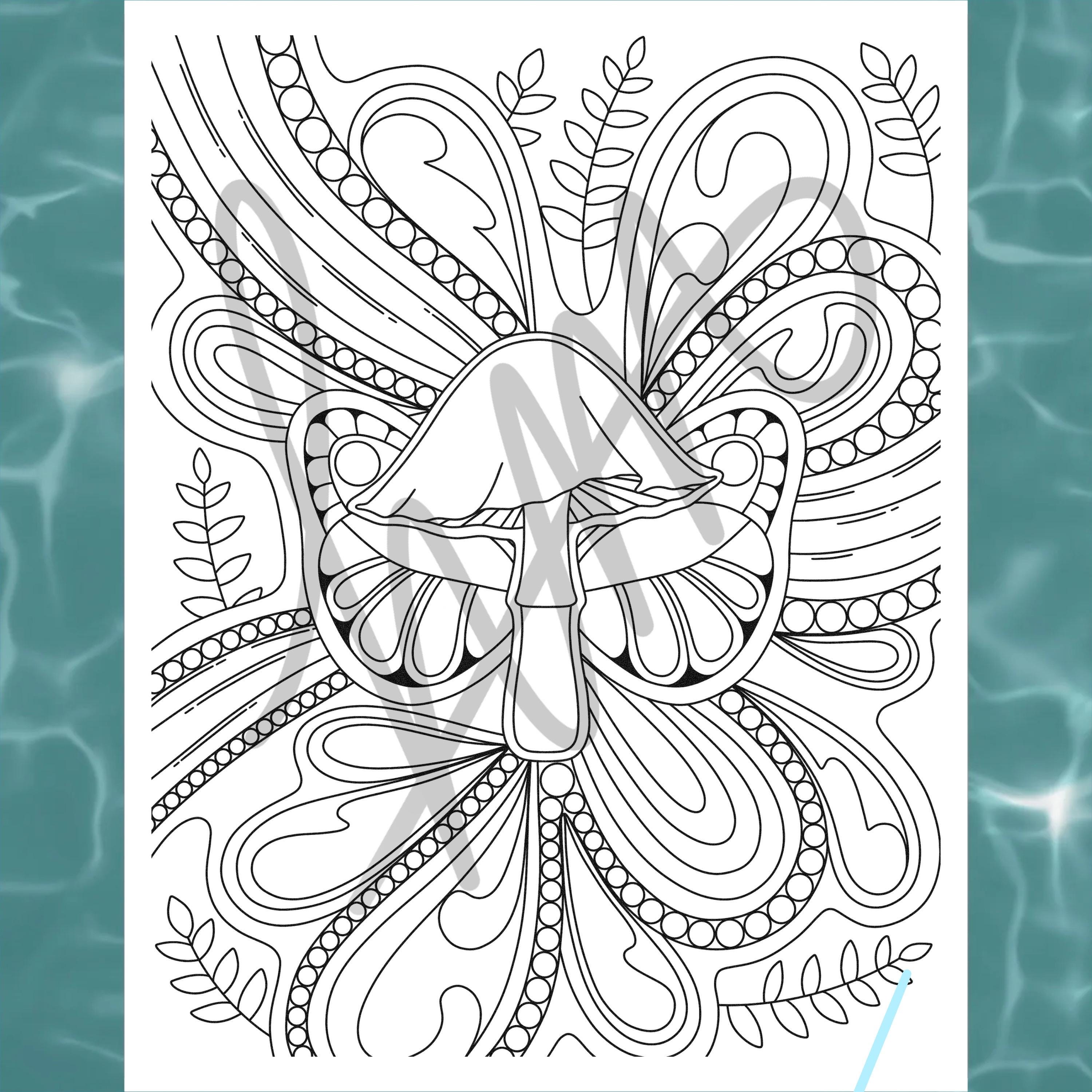 Mushroom Coloring Page | Printable | Digital - Etsy