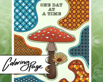 Mushroom Coloring Page | Printable | Digital