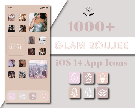 Ios 14 App Icons Girly Boujee Glam Apple Iphone Aesthetic Etsy