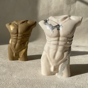 male sculpture | male figurine | concrete | gold & silver flakes | greek god sculpture [4 inch]